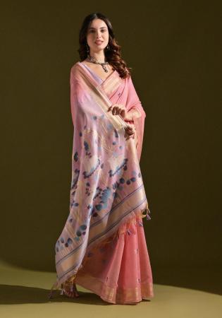 Picture of Pretty Cotton Pale Violet Red Saree