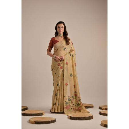 Picture of Wonderful Cotton Dark Khaki Saree
