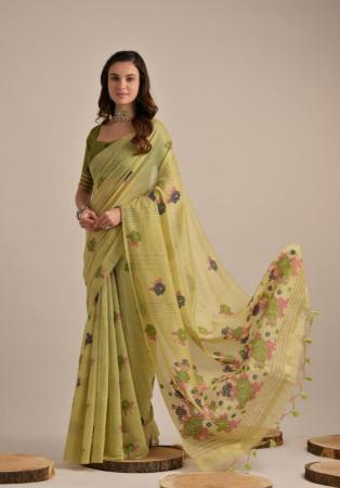 Picture of Good Looking Cotton Dark Khaki Saree
