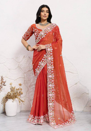 Picture of Delightful Chiffon Chocolate Saree