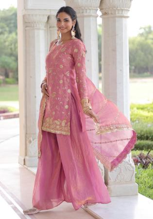Picture of Classy Silk Pale Violet Red Readymade Salwar Kameez