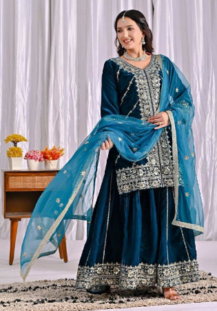 Picture of Radiant Chiffon Navy Blue & Readymade Salwar Kameez