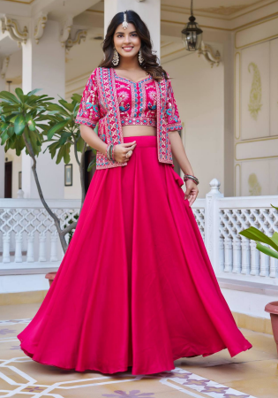 Picture of Charming Chiffon Light Pink Readymade Lehenga Choli