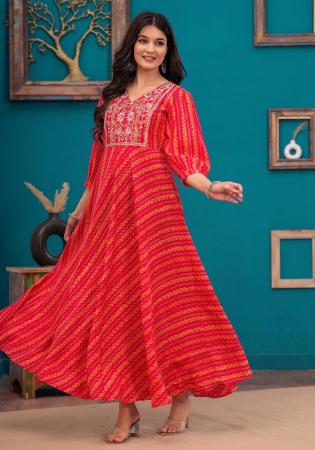 Picture of Radiant Cotton & Silk Crimson Readymade Gown