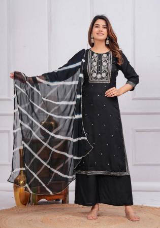 Picture of Bewitching Rayon Black Readymade Salwar Kameez