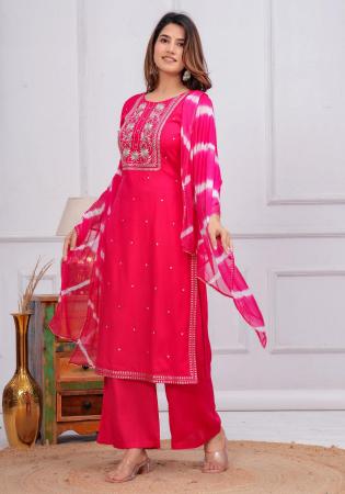 Picture of Shapely Rayon Deep Pink Readymade Salwar Kameez