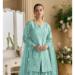 Picture of Crepe & Net & Silk Cadet Blue Straight Cut Salwar Kameez