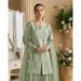 Picture of Crepe & Net & Silk Dark Sea Green Straight Cut Salwar Kameez