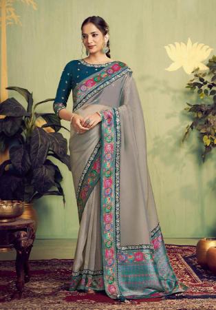 Picture of Statuesque Silk Dim Gray Saree