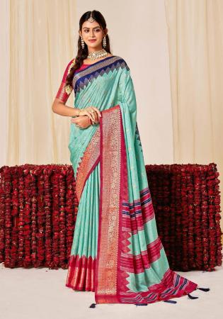 Picture of Excellent Silk Alice Blue Saree