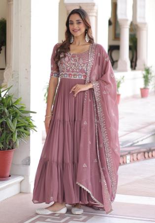 Picture of Amazing Georgette Rosy Brown Readymade Gown