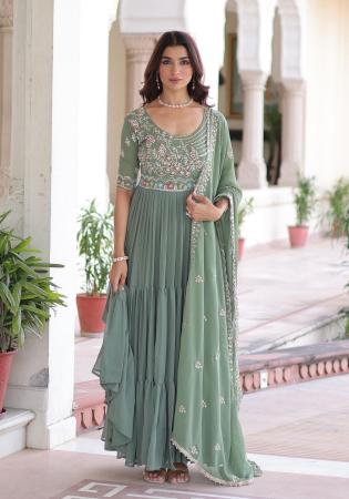 Picture of Gorgeous Georgette Slate Grey Readymade Gown