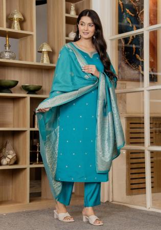 Picture of Admirable Silk Dark Cyan Readymade Salwar Kameez