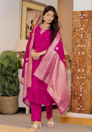Picture of Beautiful Silk Deep Pink Readymade Salwar Kameez