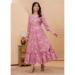 Picture of Rayon & Silk Pale Violet Red Readymade Gown