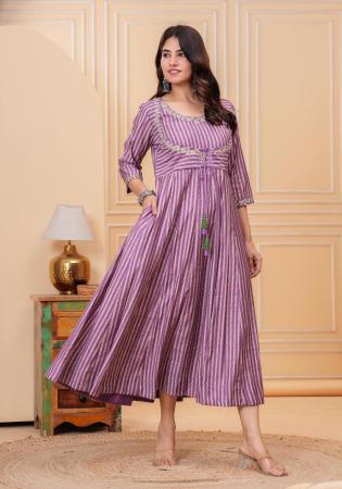 Picture of Magnificent Rayon & Silk Rosy Brown Readymade Gown