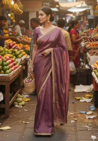 Picture of Excellent Chiffon Pink Saree