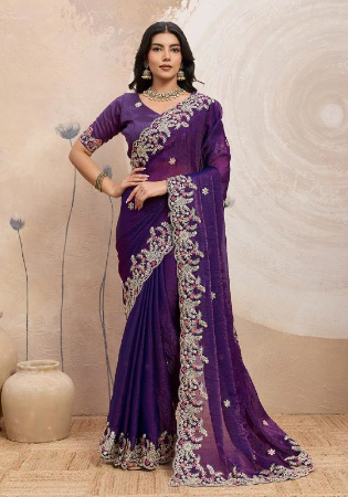 Picture of Comely Silk Purple Saree
