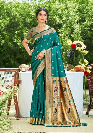 Picture of Statuesque Silk Teal Saree