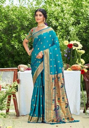 Picture of Marvelous Silk Dark Cyan Saree