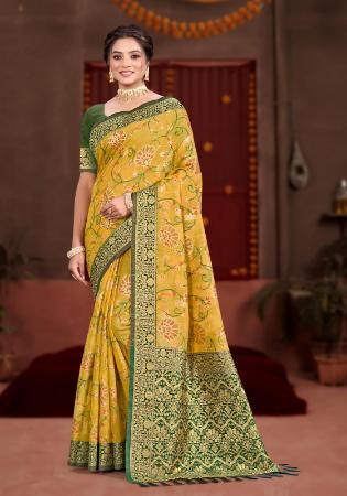 Picture of Taking Cotton & Silk Golden Rod Saree