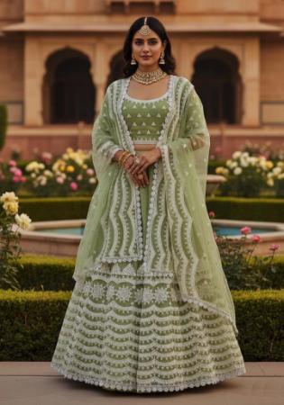 Picture of Bewitching Net Dark Khaki Lehenga Choli