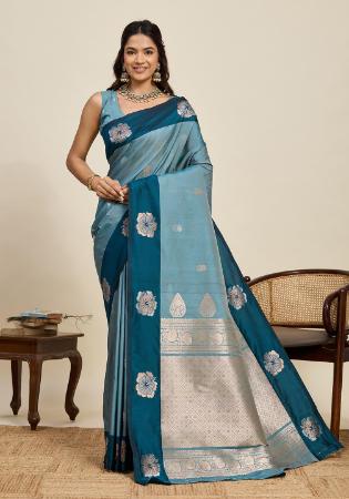 Picture of Ideal Silk Cadet Blue Saree