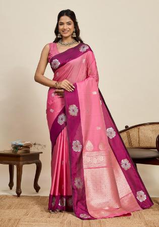 Picture of Delightful Silk Light Coral Saree