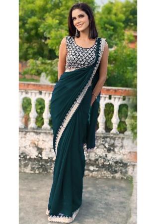 Picture of Graceful Georgette Sea Green Saree