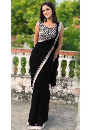 Picture of Ideal Georgette Black Saree