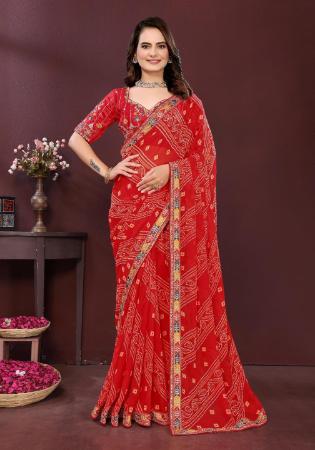 Picture of Ravishing Georgette Crimson Saree