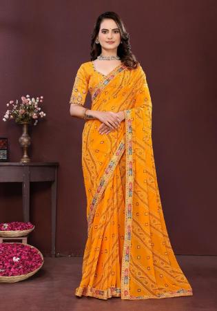 Picture of Magnificent Georgette Orange Saree