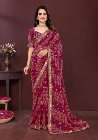 Picture of Lovely Georgette Brown Saree