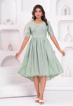 Picture of Alluring Rayon Dark Sea Green Kurtis & Tunic