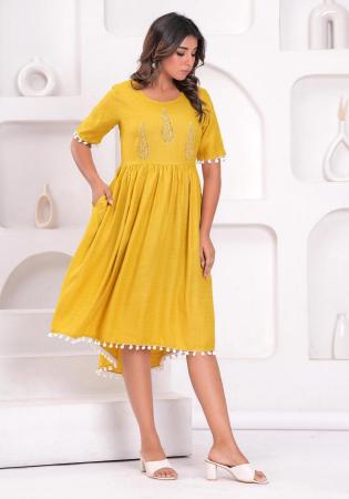 Picture of Wonderful Rayon Golden Rod Kurtis & Tunic