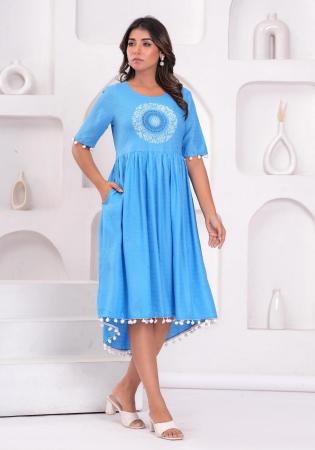 Picture of Marvelous Rayon Light Sky Blue Kurtis & Tunic