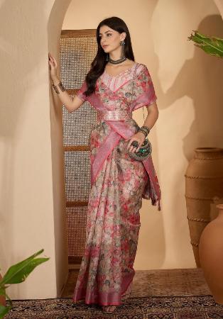 Picture of Graceful Linen Rosy Brown Saree