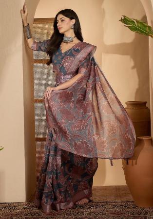Picture of Excellent Linen Dim Gray Saree