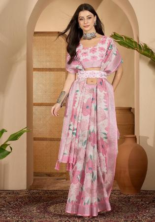 Picture of Delightful Linen Pink Saree