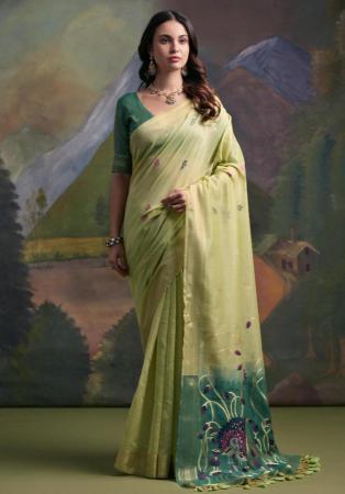 Picture of Magnificent Cotton Olive Drab Saree