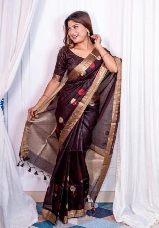 Picture of Classy Linen & Silk Brown Saree