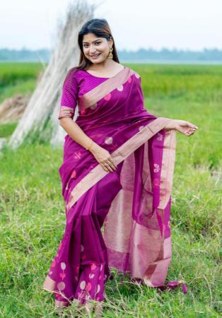 Picture of Charming Linen & Silk Purple Saree