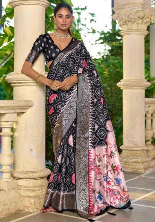 Picture of Gorgeous Silk Black Saree