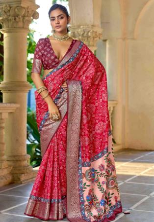 Picture of Well Formed Silk Crimson Saree