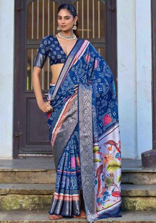 Picture of Graceful Silk Midnight Blue Saree