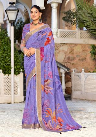 Picture of Ideal Linen & Silk Light Steel Blue Saree