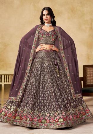 Picture of Stunning Georgette Purple Straight Cut Salwar Kameez