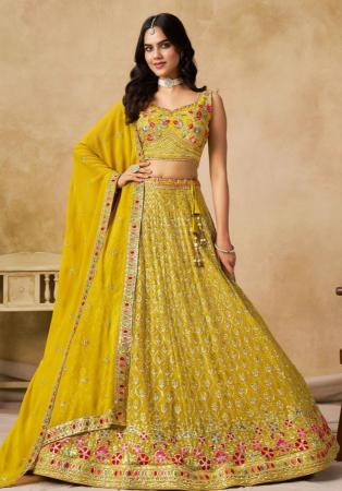 Picture of Georgette Dark Golden Rod Straight Cut Salwar Kameez