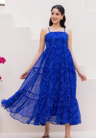 Picture of Elegant Georgette Dark Blue Readymade Gown