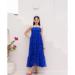 Picture of Elegant Georgette Dark Blue Readymade Gown